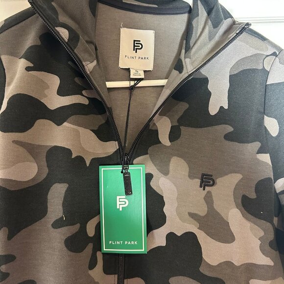 Flint Park Court Tennis Zip-Up Jacket Men's Size Small in Black & Gray Camo NWT! - Picture 5 of 6